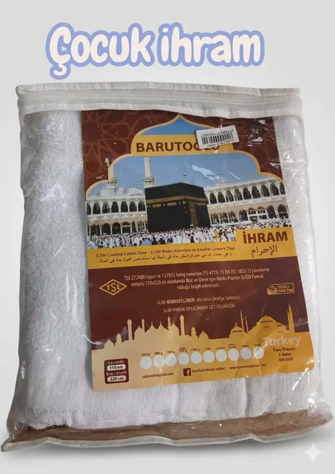 Çocuk İhram 2 Parça % 100 Pamuk