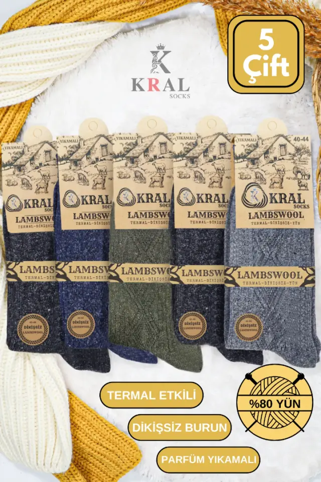 Erkek Kışlık Yün Çorap Termal Etkili (5 ÇİFT)