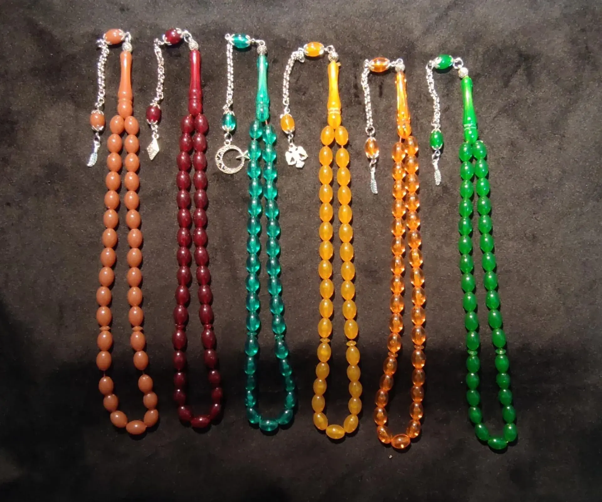 Arpa Kesim Toz Kehribar 33’lu Kral Zincirli İşçilikli Püskül