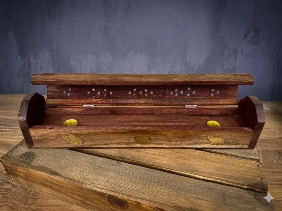 Ahşap Büyük Tabut Tütsülük - El İşçiliği Dekoratif Tütsülük