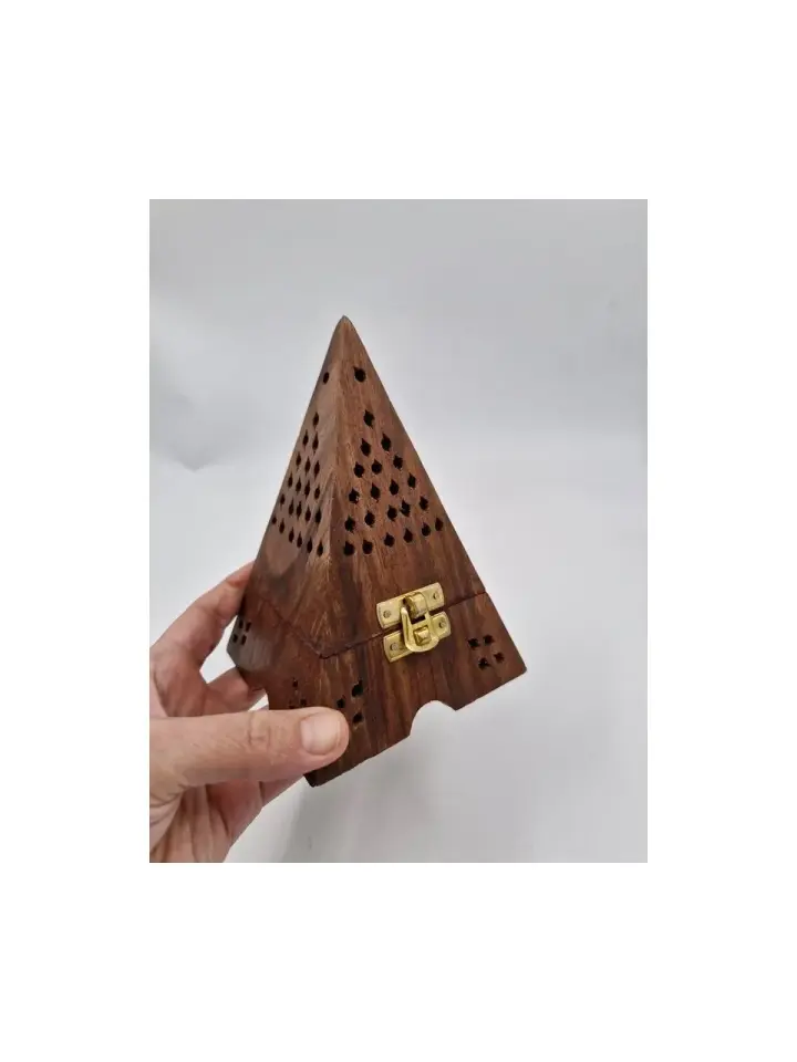 Piramit Ahşap Tütsü Kutusu - Konik Tütsü Yakma Kutusu No3