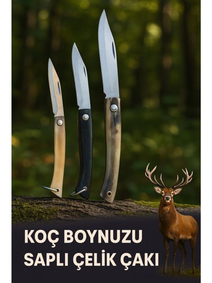 Koç Boynuzu Saplı Çelik Çakı (2) Numara