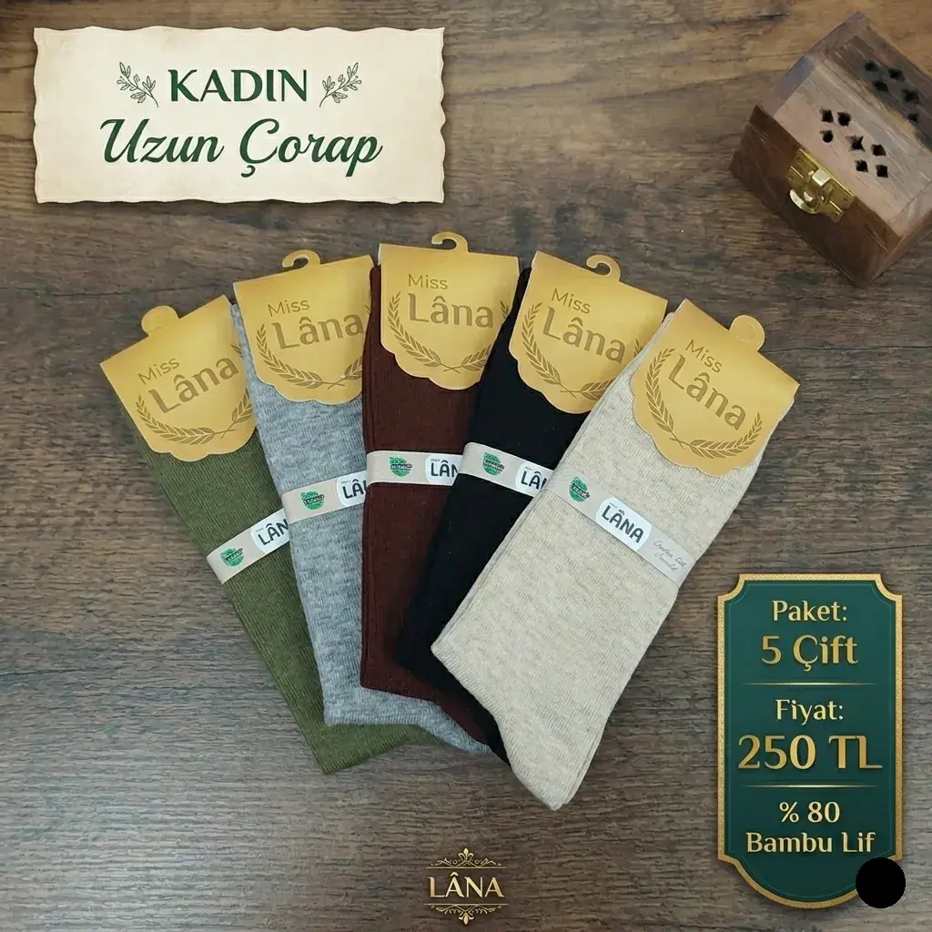 Kral Kadın Çorabı Ter Emici Soket Uzun Bambu Çorap - Bayan Bambu Çorap