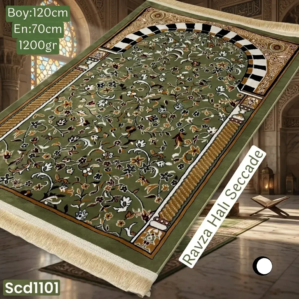 Ravza Desenli Halı Seccade 1200 Gr