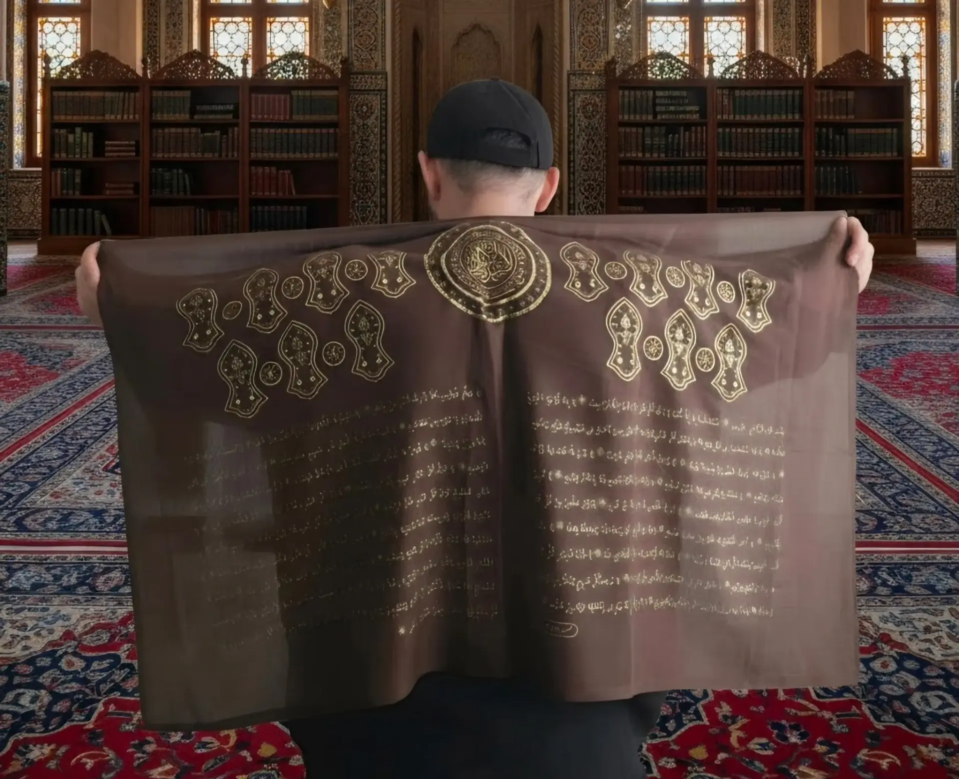 Erbaini İdrisiyye ve İsmi Şerif Yazılı Şal - Mührü Şerif - Nal-ı Şerif Yazılı Şal